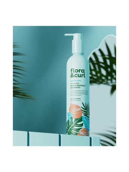 flora & curl shampoo rinfrescante per il cuoio capelluto alla menta e cocco 300ml