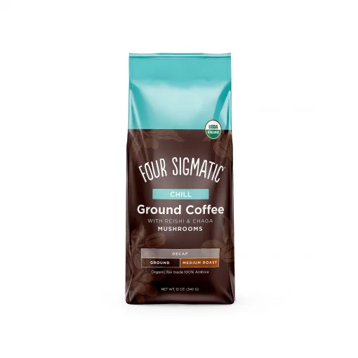 four sigmatic ground chill decaf coffee with reishi & chaga mushrooms 340g complément alimentaire